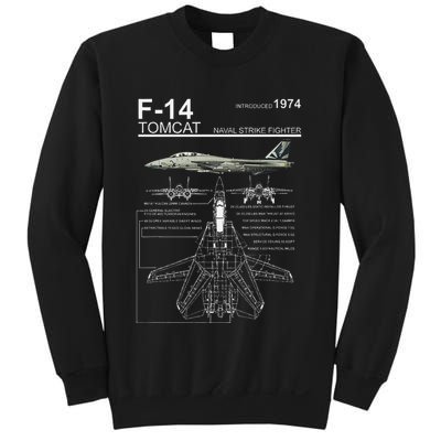 F 14 Tomcat Fighter Jet Diagram Graphic Sweatshirt