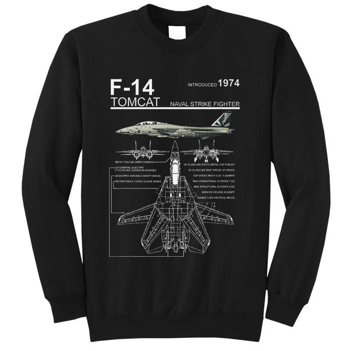 F 14 Tomcat Fighter Jet Diagram Graphic Sweatshirt