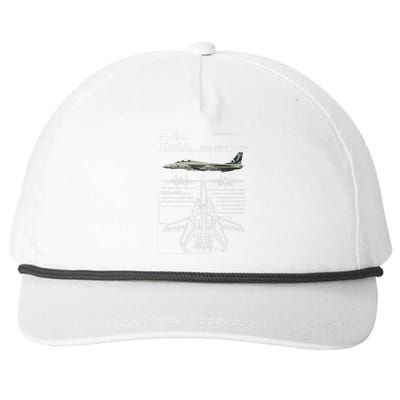 F 14 Tomcat Fighter Jet Diagram Graphic Snapback Five-Panel Rope Hat