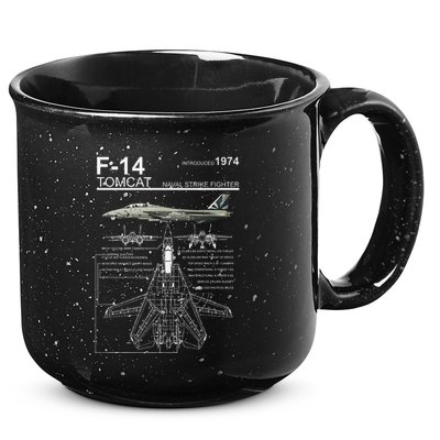F 14 Tomcat Fighter Jet Diagram Graphic 15oz Campfire Ceramic Mug