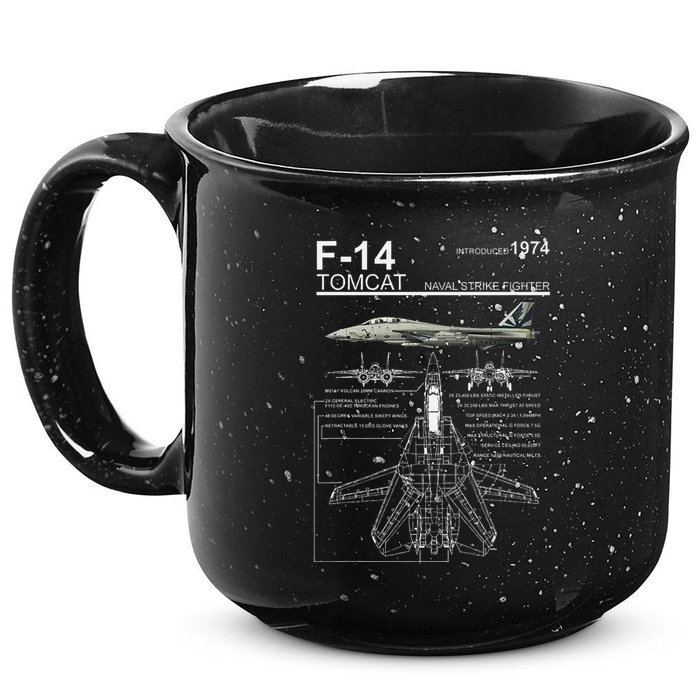F 14 Tomcat Fighter Jet Diagram Graphic 15oz Campfire Ceramic Mug