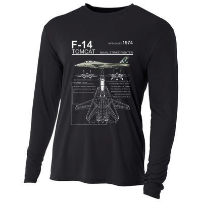 F 14 Tomcat Fighter Jet Diagram Graphic Cooling Performance Long Sleeve Crew