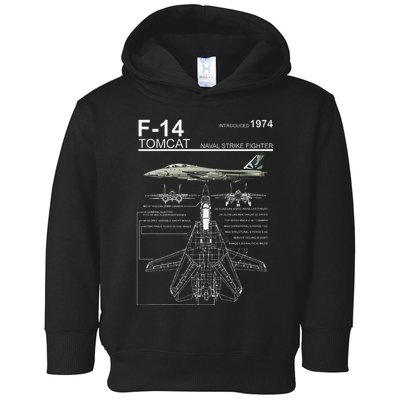 F 14 Tomcat Fighter Jet Diagram Graphic Toddler Hoodie