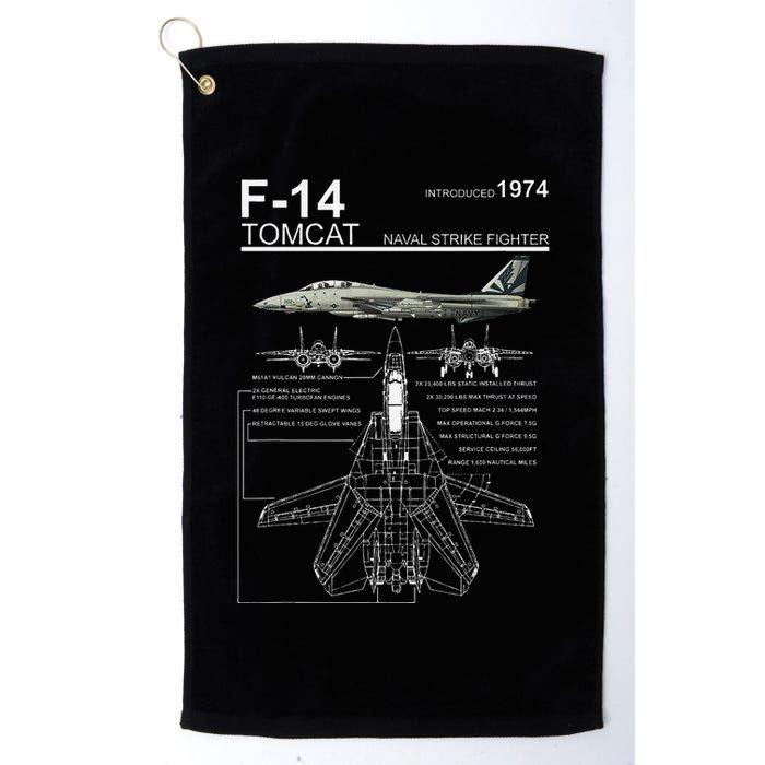 F 14 Tomcat Fighter Jet Diagram Graphic Golf Towel