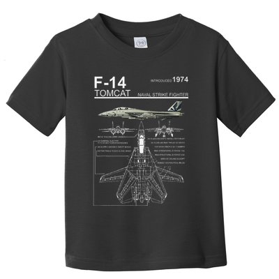F 14 Tomcat Fighter Jet Diagram Graphic Toddler T-Shirt