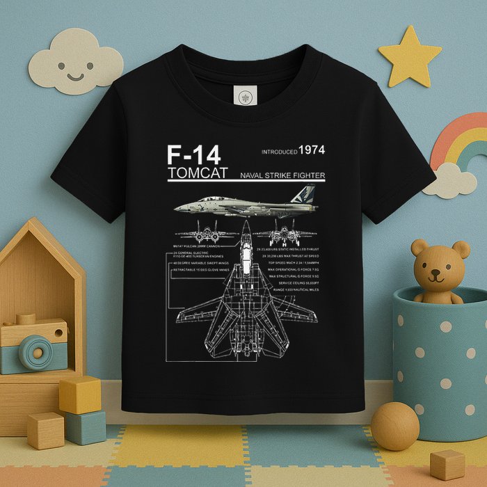 F 14 Tomcat Fighter Jet Diagram Graphic Toddler T-Shirt
