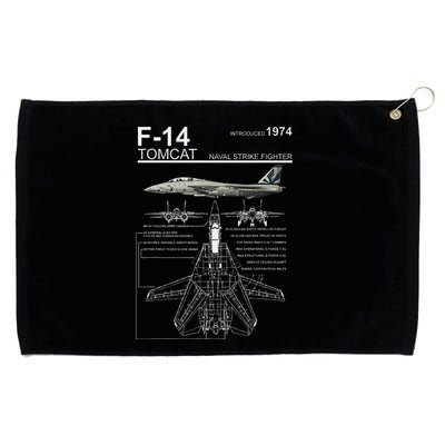 F 14 Tomcat Fighter Jet Diagram Graphic Grommeted Golf Towel