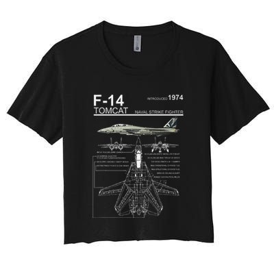 F 14 Tomcat Fighter Jet Diagram Graphic Crop Top