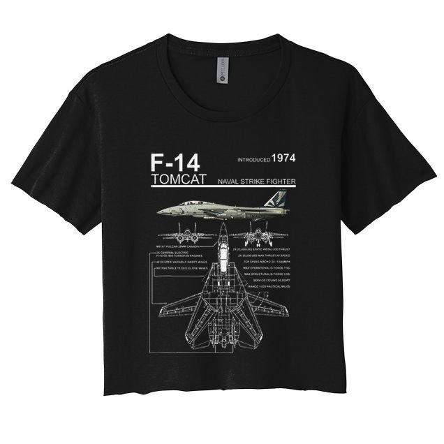 F 14 Tomcat Fighter Jet Diagram Graphic Crop Top