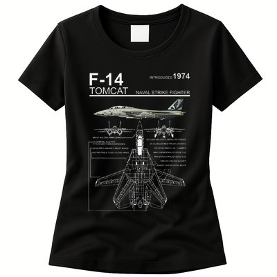 F 14 Tomcat Fighter Jet Diagram Graphic Womens T-Shirt