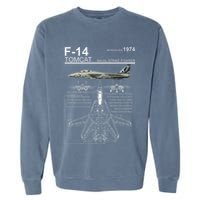 F 14 Tomcat Fighter Jet Diagram Graphic Garment-Dyed Sweatshirt