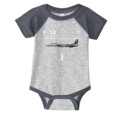 F 14 Tomcat Fighter Jet Diagram Graphic Infant Baby Jersey Bodysuit
