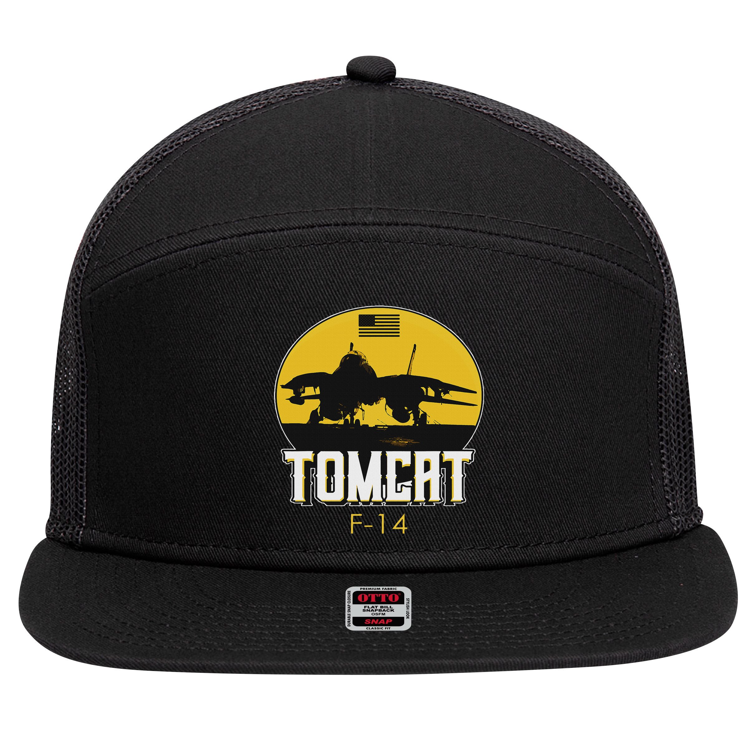 F 14 Tomcat Fighter Jet 7 Panel Mesh Trucker Snapback Hat