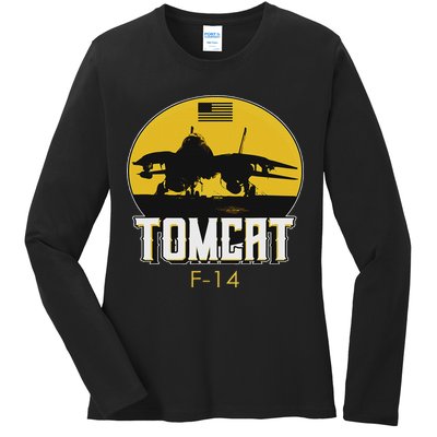F 14 Tomcat Fighter Jet Ladies Long Sleeve Shirt