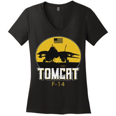 F 14 Tomcat Fighter Jet Women's V-Neck T-Shirt