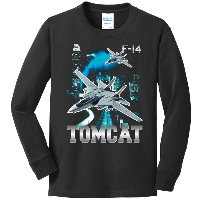 F 14 Tomcat Bootleg Style Kids Long Sleeve Shirt