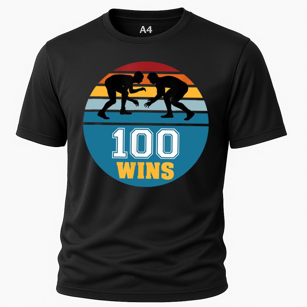 Funny 100 Wins Wrestling Gift Cooling Performance Crew T-Shirt