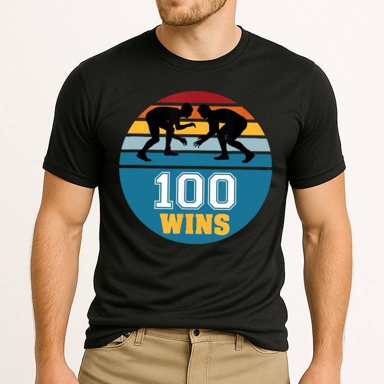 Funny 100 Wins Wrestling Gift Cooling Performance Crew T-Shirt