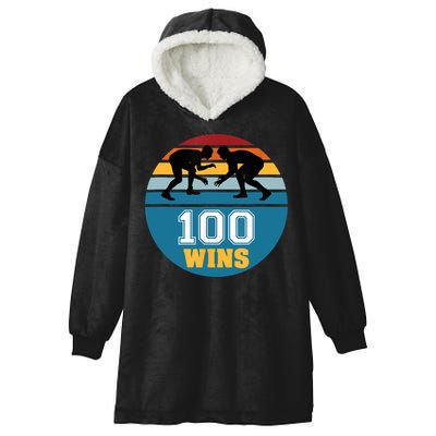 Funny 100 Wins Wrestling Gift Hooded Wearable Blanket