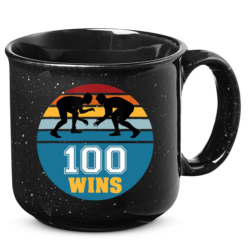 Funny 100 Wins Wrestling Gift 15oz Campfire Ceramic Mug