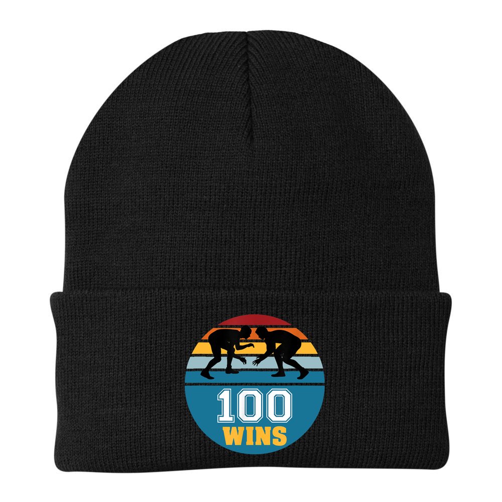 Funny 100 Wins Wrestling Gift Beanie