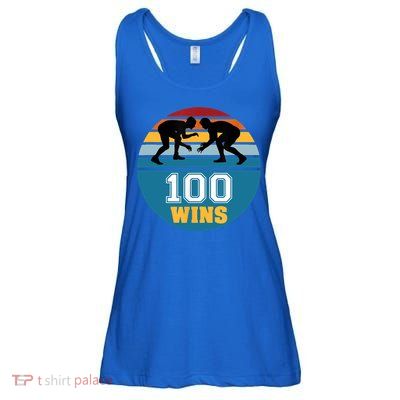 Funny 100 Wins Wrestling Gift Ladies Essential Flowy Tank
