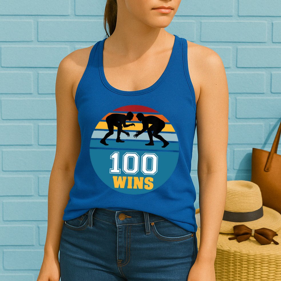 Funny 100 Wins Wrestling Gift Womens Tank Top