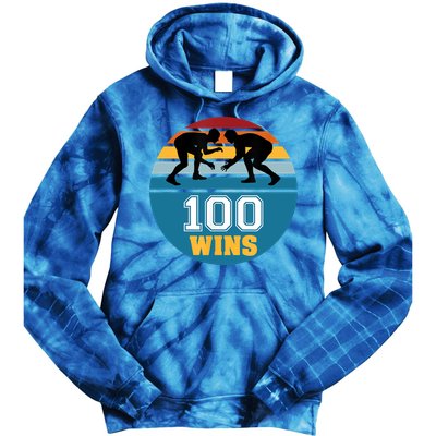 Funny 100 Wins Wrestling Gift Tie Dye Hoodie
