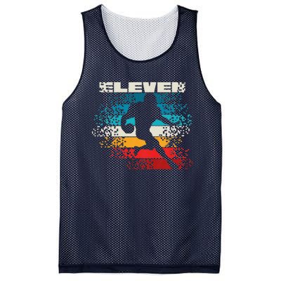 Funny 11 Year Old 11th Vintage Retro Football Birthday Party Mesh Reversible Basketball Jersey Tank