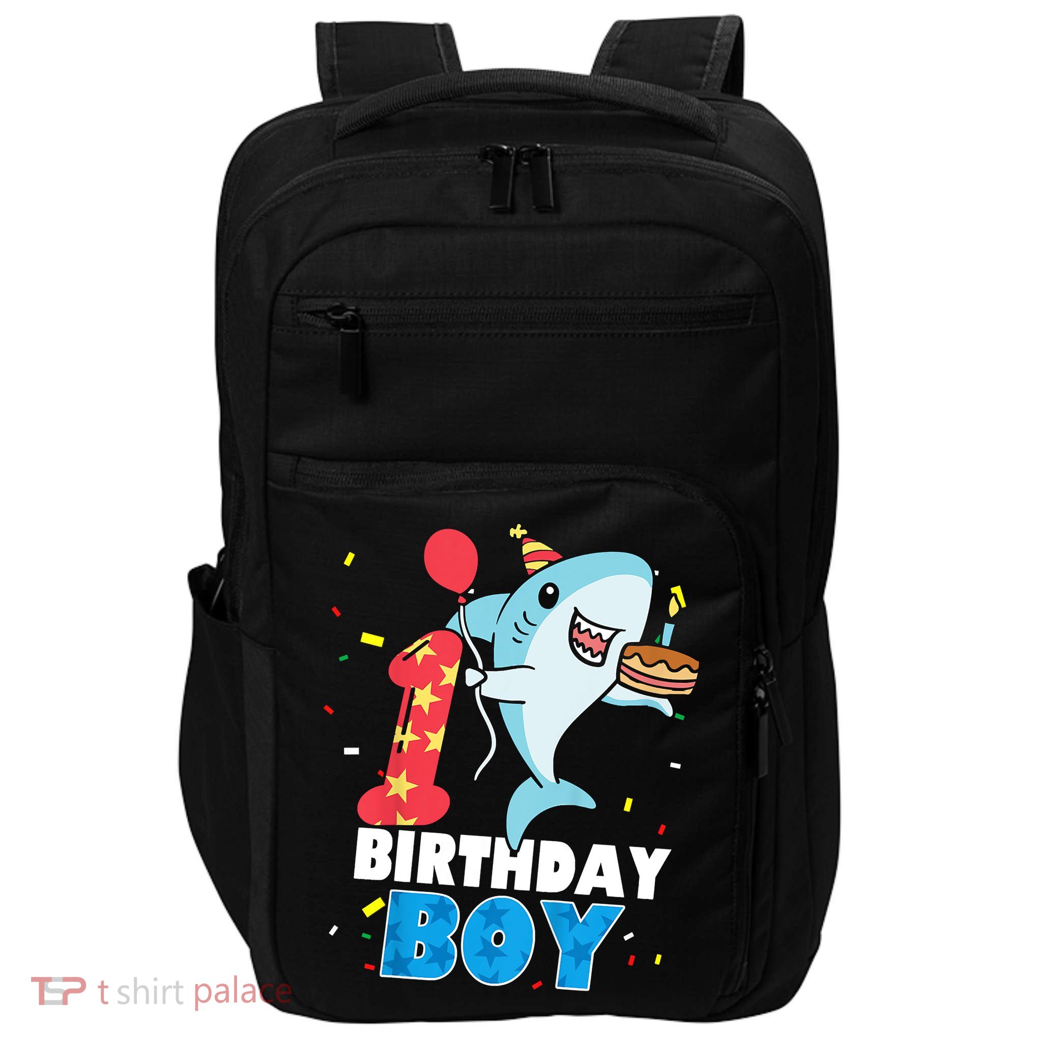 Funny 1 Year Old Shark OceanTheme Party 1st Birthday Boy Impact Tech Backpack