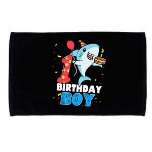 Funny 1 Year Old Shark OceanTheme Party 1st Birthday Boy Microfiber Hand Towel