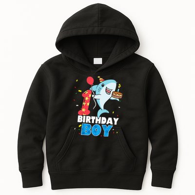Funny 1 Year Old Shark OceanTheme Party 1st Birthday Boy Kids Hoodie