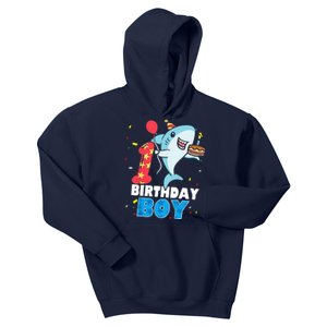 Funny 1 Year Old Shark OceanTheme Party 1st Birthday Boy Kids Hoodie