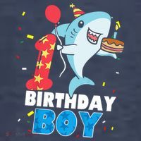 Funny 1 Year Old Shark OceanTheme Party 1st Birthday Boy T-Shirt