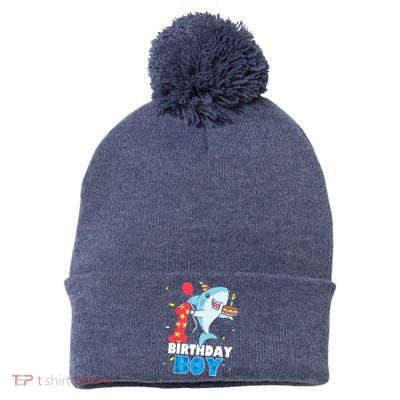Funny 1 Year Old Shark OceanTheme Party 1st Birthday Boy Pom Pom 12in Knit Beanie