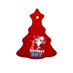 Funny 1 Year Old Shark OceanTheme Party 1st Birthday Boy Ceramic Tree Ornament