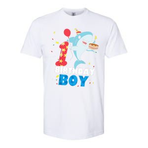 Funny 1 Year Old Shark OceanTheme Party 1st Birthday Boy Softstyle® CVC T-Shirt