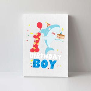 Funny 1 Year Old Shark OceanTheme Party 1st Birthday Boy Canvas