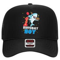 Funny 1 Year Old Shark OceanTheme Party 1st Birthday High Crown Mesh Back Trucker Hat