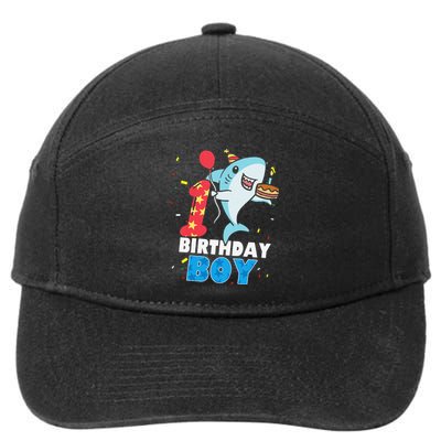 Funny 1 Year Old Shark OceanTheme Party 1st Birthday 7-Panel Snapback Hat