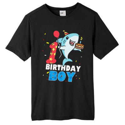 Funny 1 Year Old Shark OceanTheme Party 1st Birthday Tall Fusion ChromaSoft Performance T-Shirt