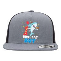 Funny 1 Year Old Shark OceanTheme Party 1st Birthday Flat Bill Trucker Hat