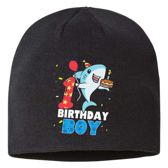 Funny 1 Year Old Shark OceanTheme Party 1st Birthday Sustainable Beanie