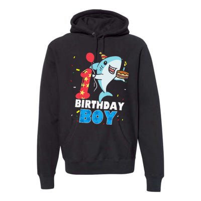 Funny 1 Year Old Shark OceanTheme Party 1st Birthday Premium Hoodie