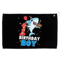 Funny 1 Year Old Shark OceanTheme Party 1st Birthday Grommeted Golf Towel