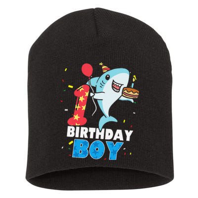 Funny 1 Year Old Shark OceanTheme Party 1st Birthday Short Acrylic Beanie