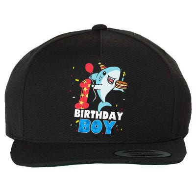 Funny 1 Year Old Shark OceanTheme Party 1st Birthday Wool Snapback Cap