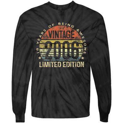 Funny 18 Year Old Gifts Vintage 2006 Limited Edition 18th Birthday Tie-Dye Long Sleeve Shirt