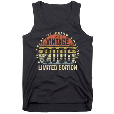 Funny 18 Year Old Gifts Vintage 2006 Limited Edition 18th Birthday Tank Top