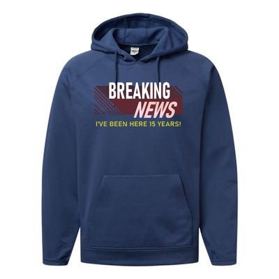 Funny 15 Year Work Anniversary 15th Employee Appreciation Performance Fleece Hoodie